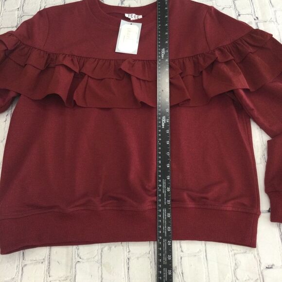 TCEC Sweatshirt Women’s Size Large Color Burgundy Ruffle Pullover - Picture 7 of 9